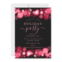 Formal Gold Glam Corporate Holiday Party Red  Invitation