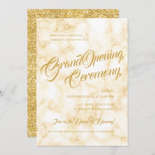 Formal Gold Marble Corporate Grand Opening  Invitation