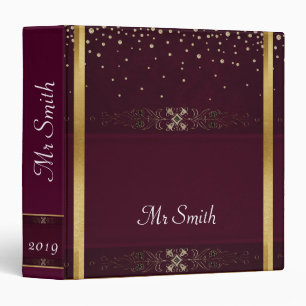 Formal Gold on Purple Background 3 Ring Binder