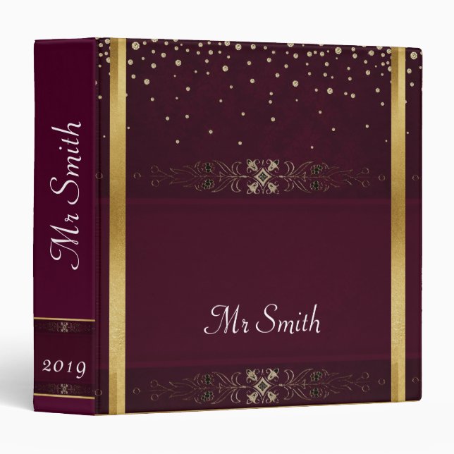 Formal Gold on Purple Background 3 Ring Binder (Front/Spine)