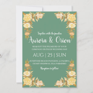 formal gold sage green wedding invitations
