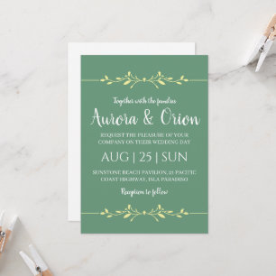 formal gold sage green wedding invitations