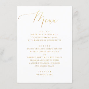 Formal Gold Script Minimalist Elegant Wedding Menu