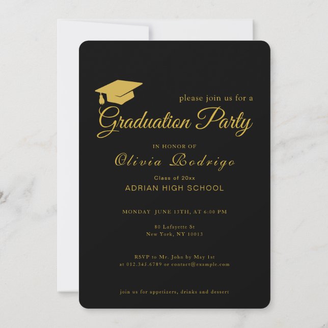 Formal Graduation Party Invite | Bold & Elegant (Back)