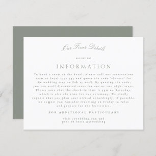 Formal Gray Green Calligraphy Wedding Details Enclosure Card