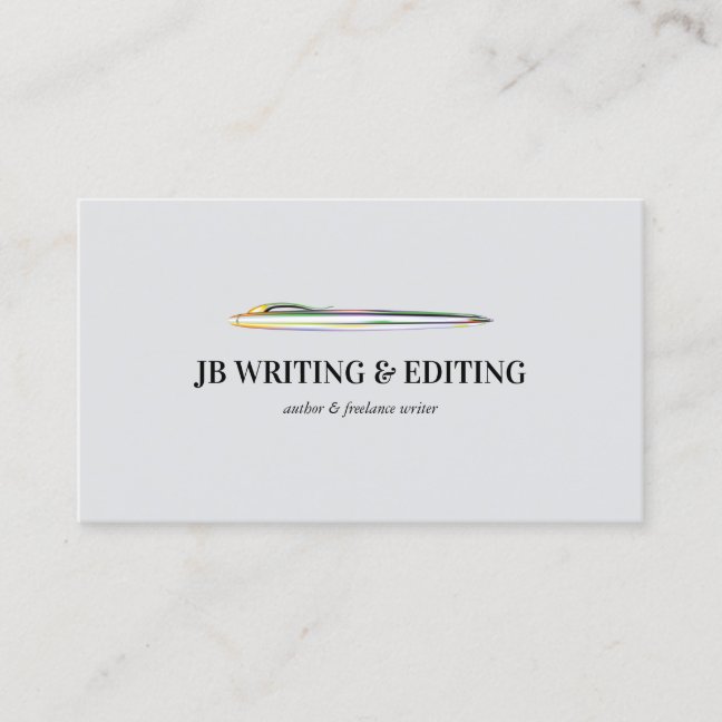 Formal Gray Pen Writer Blogger Ballpoint Business Card