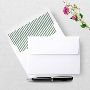 Formal Green Striped Wedding Envelope Liner