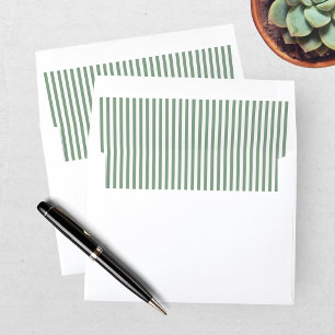 Formal Green Striped Wedding Envelope Liner