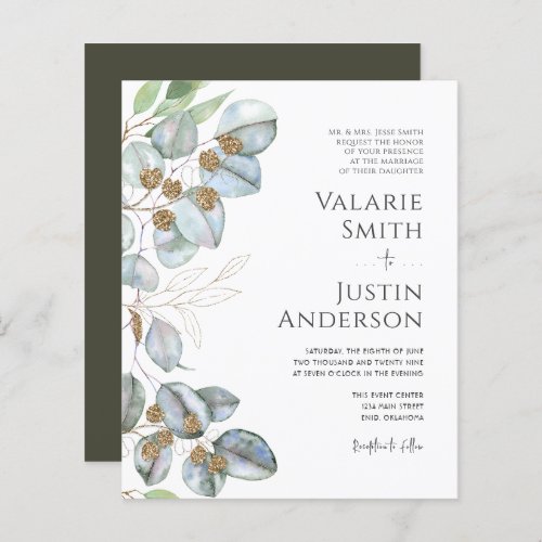 Formal Greenery Eucalyptus Sage Wedding Invitation