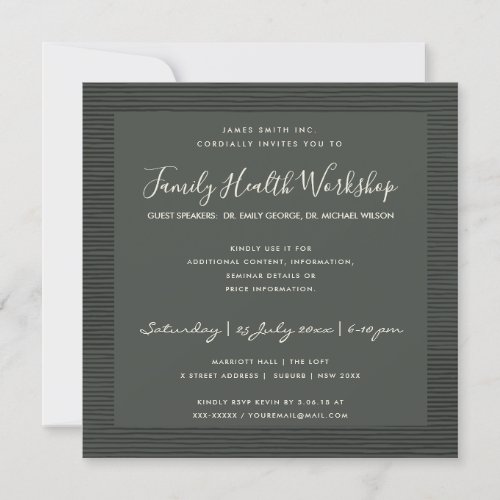 FORMAL GREY BLACK STRIPE LINE WORKSHOP EVENT INVITATION