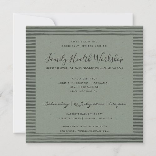 FORMAL GREY BLACK STRIPE LINE WORKSHOP EVENT INVITATION