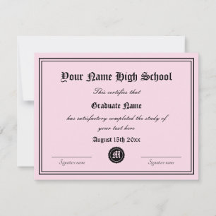 Formal High School graduation document template
