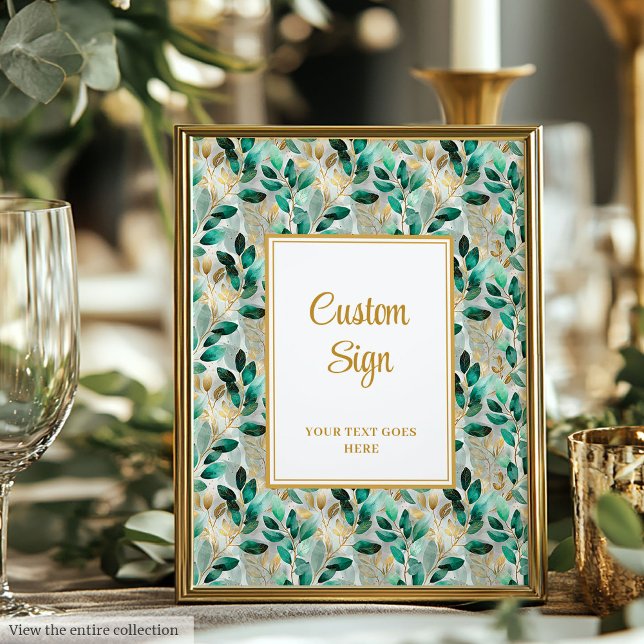Formal Hunter Green Gold Greenery Custom Sign (Formal Hunter Green Gold Greenery Custom Sign)