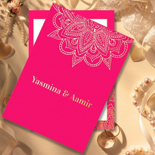 Formal Indian Style Pink Gold Chic Wedding Foil Invitation
