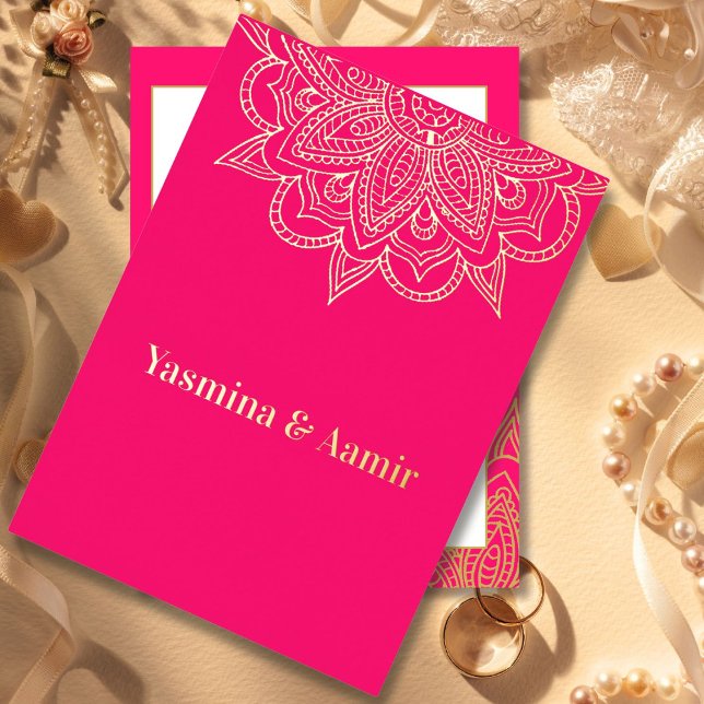 Formal Indian Style Pink Gold Chic Wedding Foil Invitation (Creator Uploaded)