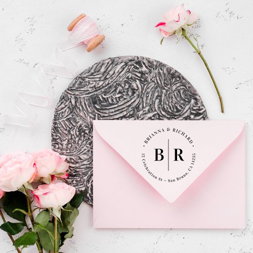 Formal Initials Typography Wedding Return Address Rubber Stamp