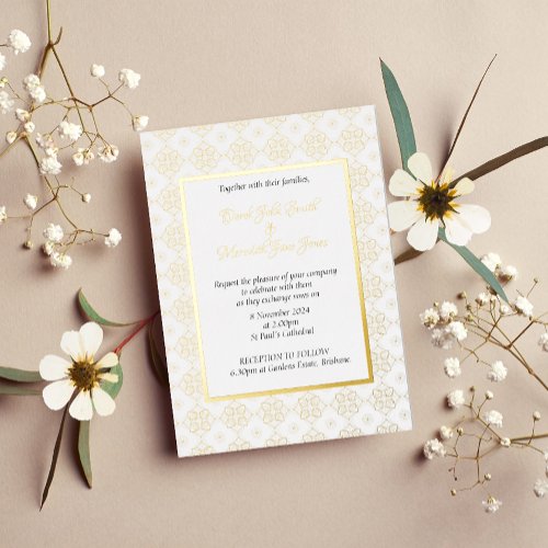 Formal Intricate Wedding Invitation with gold foil Foil Invitation