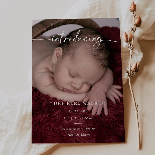 Formal Introducing Photo Baby Announcement Card (Creator Uploaded)