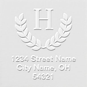 Formal Laurel Monogram Custom Return Address Embosser
