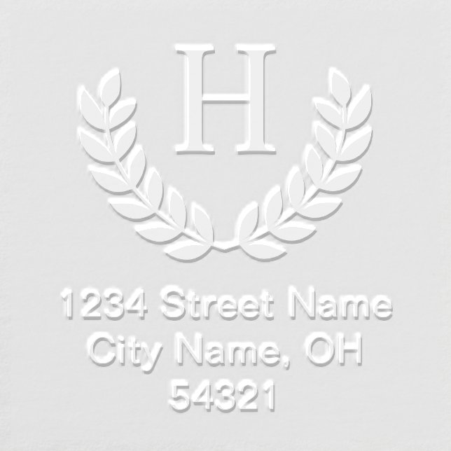 Formal Laurel Monogram Custom Return Address Embosser (Design)