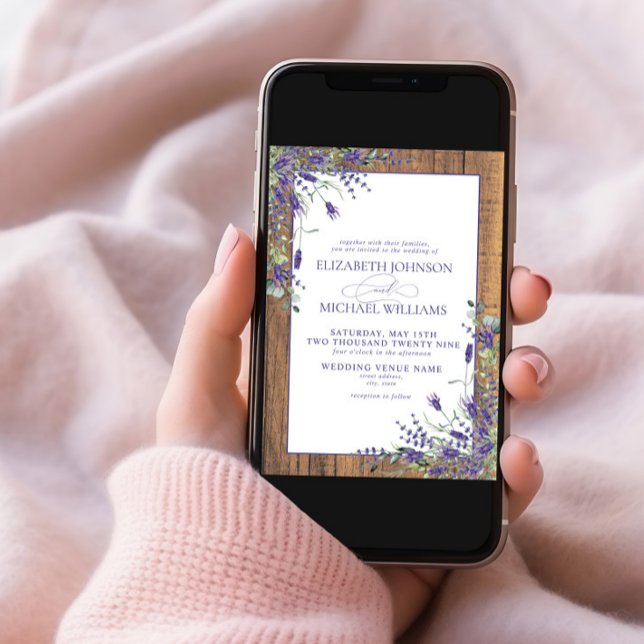 Formal Lavender Eucalyptus Wood Script Wedding Invitation (Creator Uploaded)