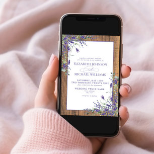 Formal Lavender Eucalyptus Wood Script Wedding Invitation