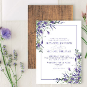 Formal Lavender Eucalyptus Wood Script Wedding Invitation