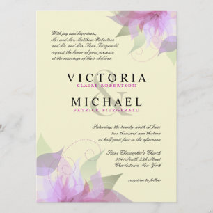 Formal Lavender Ivory Floral Wedding Invitations