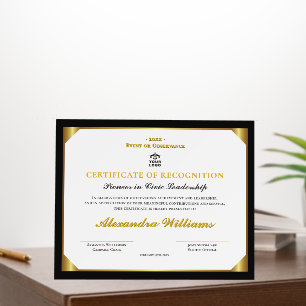Formal Leadership Heritage Gold Award Certificate Foam Board