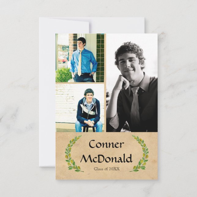 Formal Leaf - 3x5 Graduation Announcement (Back)