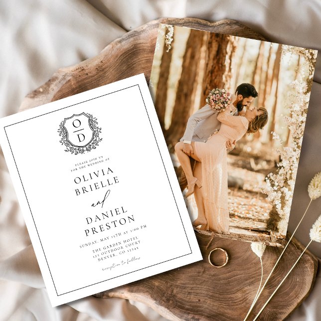 Formal Leafy Crest Monogram Photo Wedding  (Creator Uploaded)