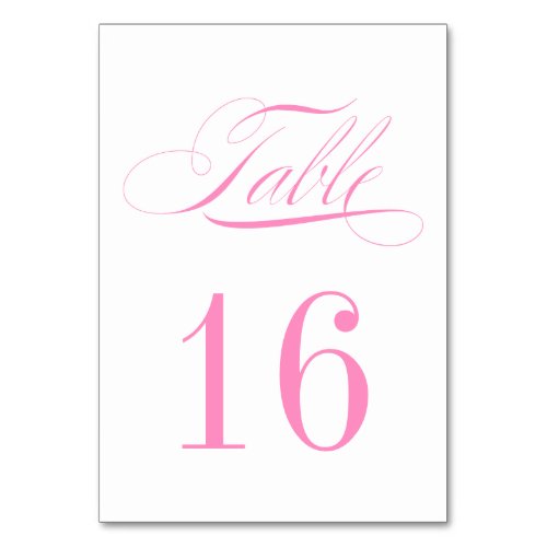 Formal Light Pink and White Table Number Card
