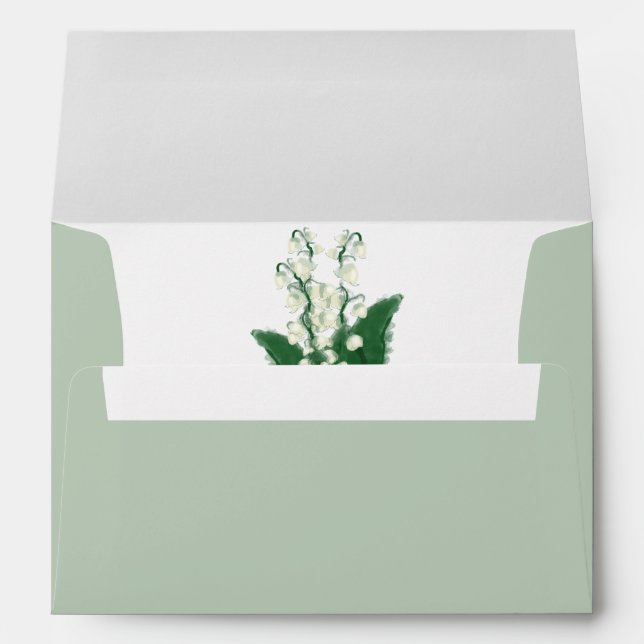 Formal Lily Valley Romantic Watercolor Wedding Envelope (Back (Bottom))