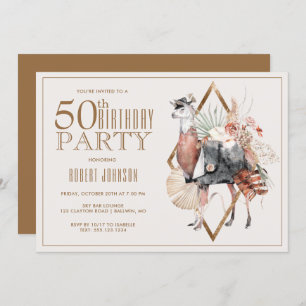 Formal Llama 50th Birthday Party Invitation