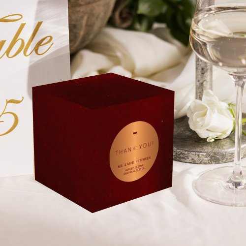 Formal luxury burgundy gold wedding thank you favor boxes