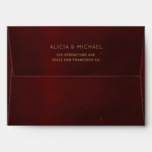 Formal luxury burgundy vintage gold wedding invite envelope