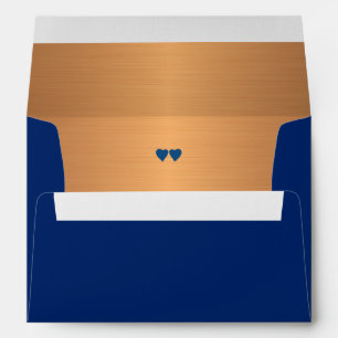 Formal luxury navy blue gold wedding invite envelope