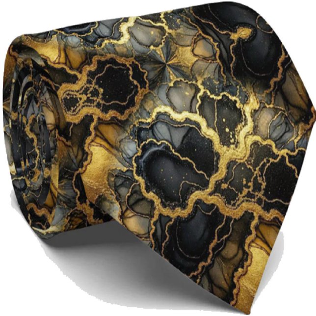 Formal Luxury Neck Tie | Marble Black & Gold (Creator Uploaded)