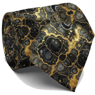 Formal Luxury Neck Tie   Marble Black & Gold