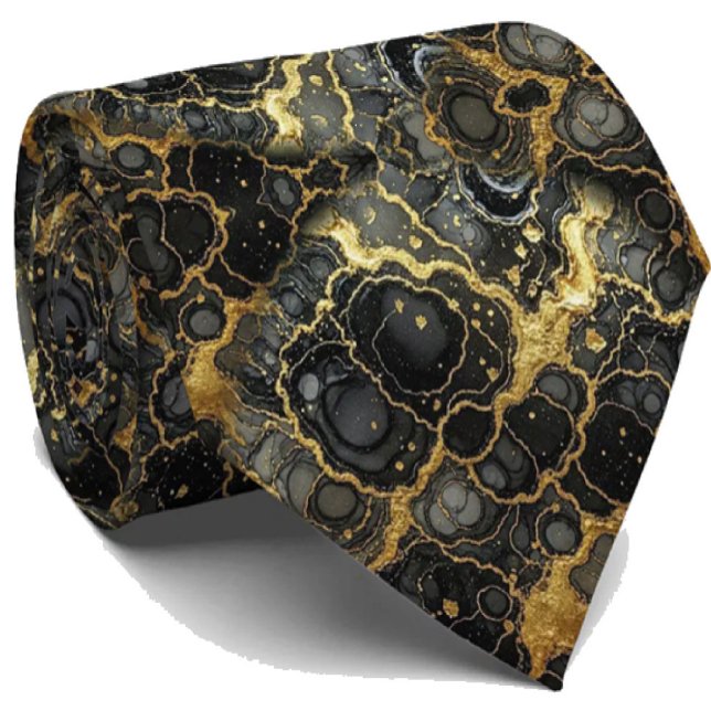 Formal Luxury Neck Tie | Marble Black & Gold (Creator Uploaded)