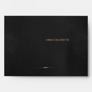 Formal luxury solid black and gold wedding invite envelope
