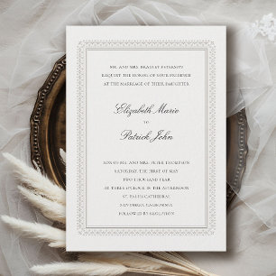 Formal Lys Ivory Modern Classic Elegant Wedding Invitation