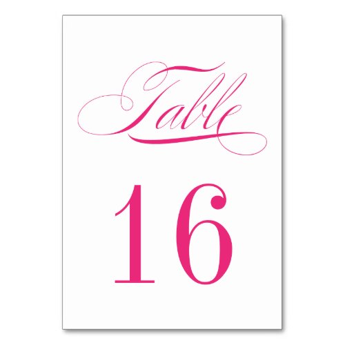 Formal Magenta Pink and White Table Number Card