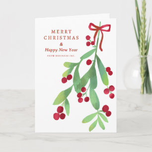 Formal Merry Christmas Mistletoe Corporate  Holiday Card