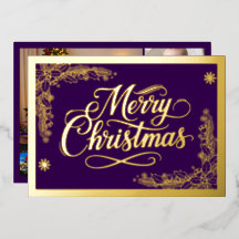 Formal Merry Christmas purple and 6 photos Gold