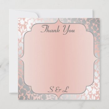 Formal Metallic Peach Floral Thank You Card / Note by Mintleafstudio at Zazzle