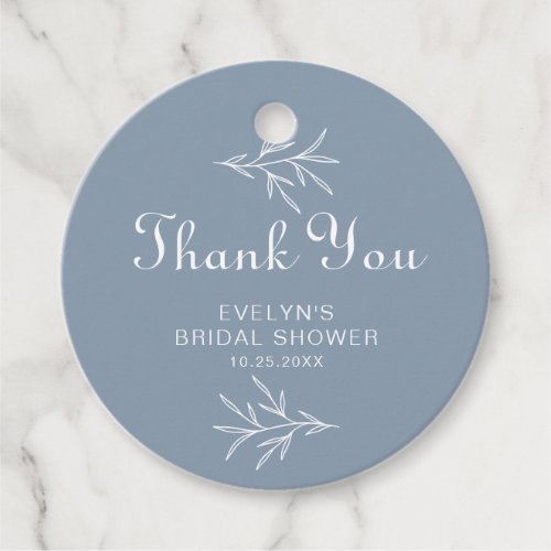 Formal Minimal Dusty Blue Bridal Shower  Favor Tags