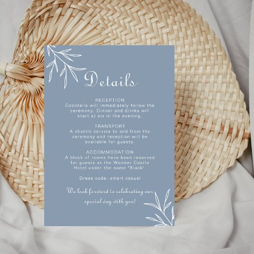 Formal Minimal Dusty Blue Wedding Details   Enclosure Card