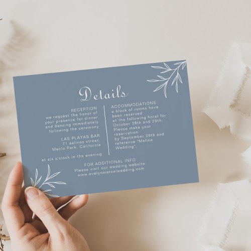 Formal Minimal Dusty Blue Wedding Details   Enclosure Card