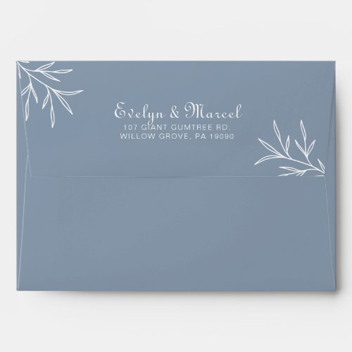 Formal Minimal Dusty Blue Wedding  Envelope